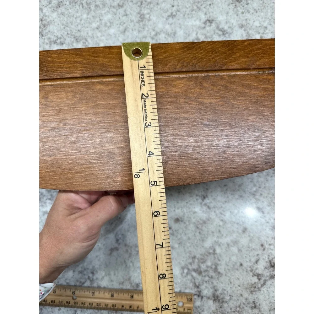 Vintage Brown Wood Wall Floating Shelf with Plate Groove 15.5 Inch